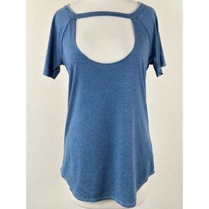 Chaser NWOT Burnout Cutout Tee Blue Raw Edge Indie Sleaze Grunge S